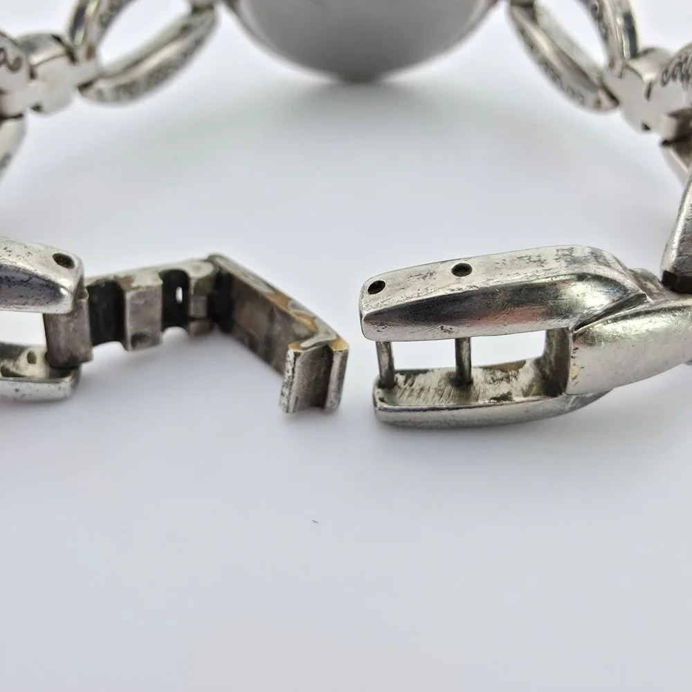 BRIGHTON 'Alta' Watch Petite Link Bracelet Etched Scrollwork Silver Plate 6.5